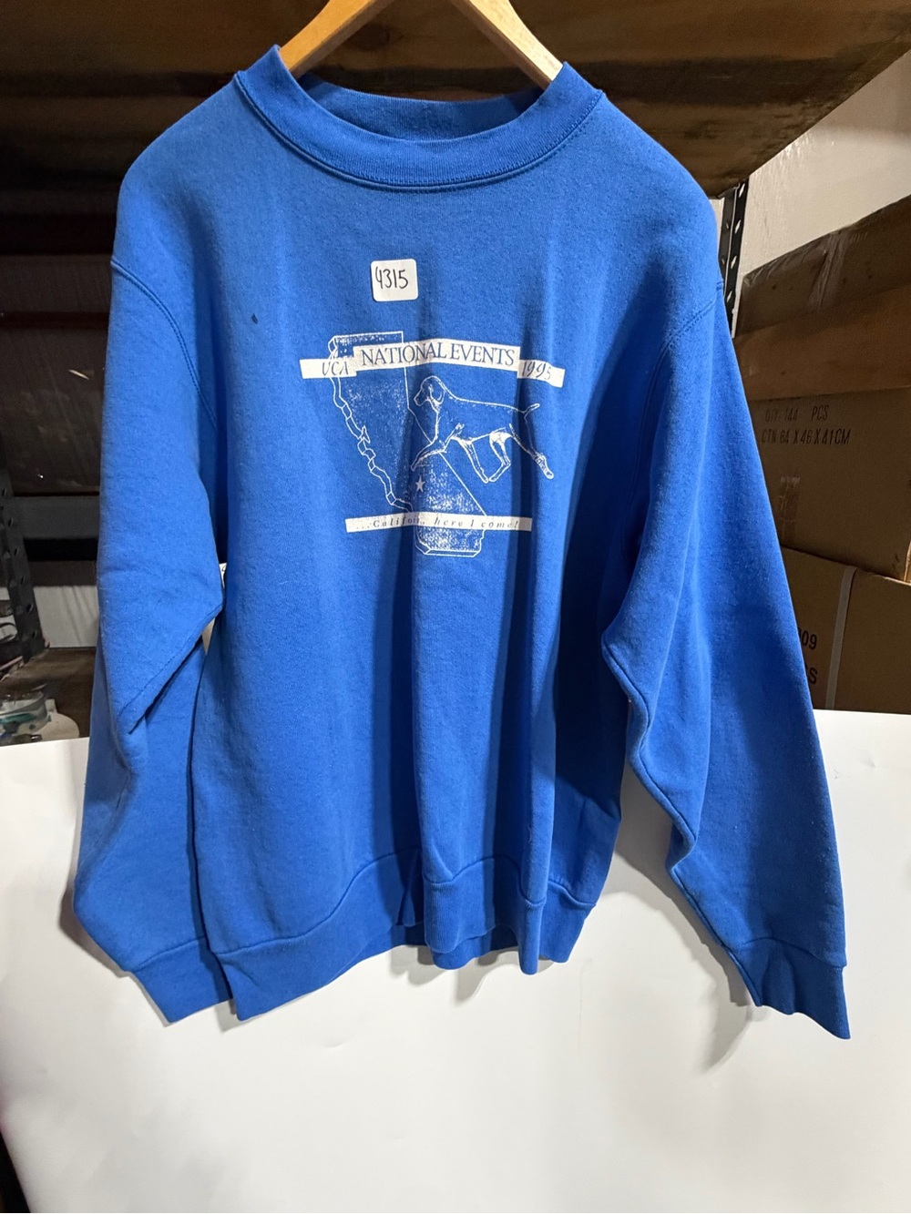 #4315-Men's Royal Blue Crewneck Sweatshirt with Equestrian Graphic